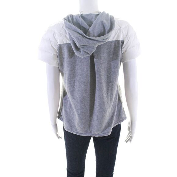 Anorak Womens Colorblock Short Sleeved Hooded Puffer Vest White Gray Size S - Picture 3 of 6